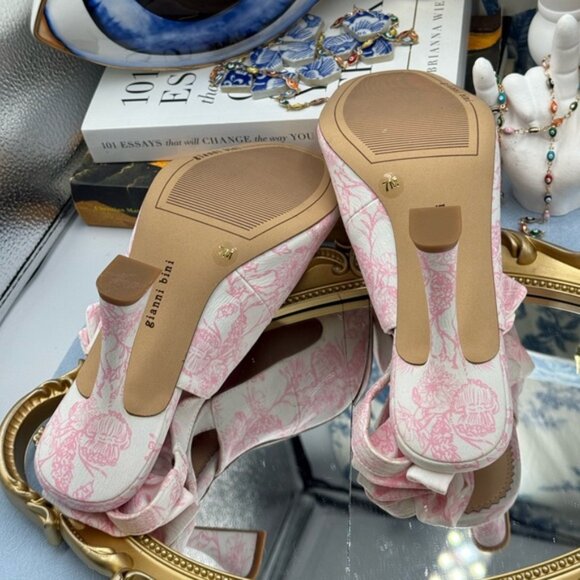 🆕 GIANNI BINI 🧿 NWOB Coray Fabric Side Bow Slingback, Pink and White - Sz 7M - Picture 11 of 13